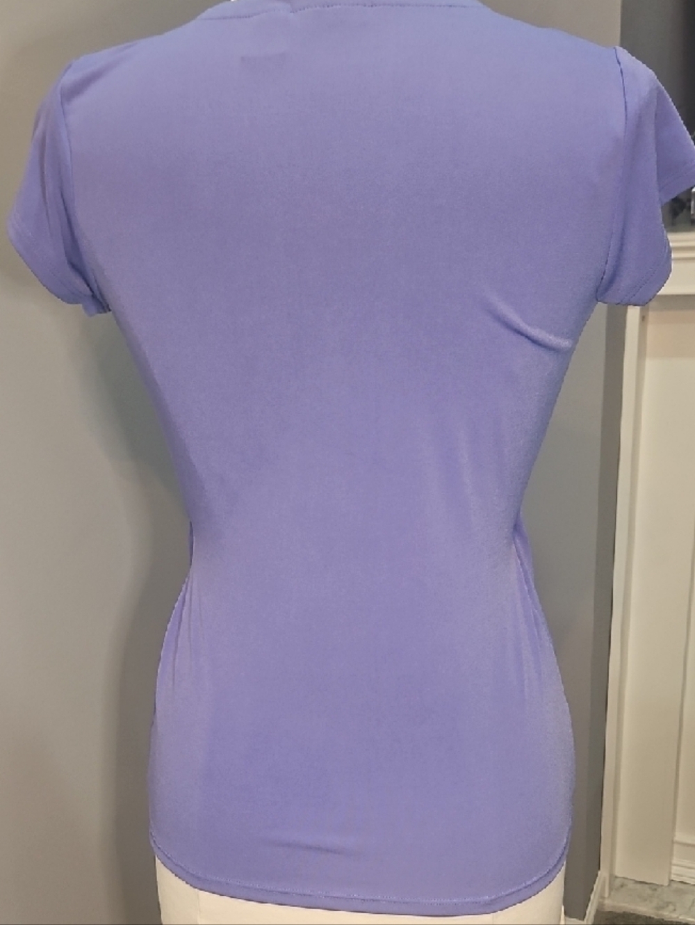 Tahari Lavender Short-Sleeve Faux-Wrap Top - Picture 2 of 4